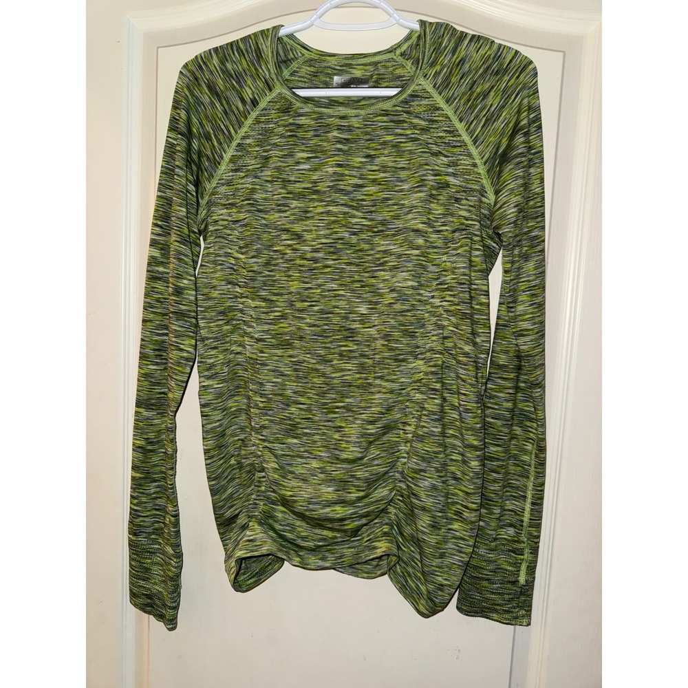 Athleta Women Green Space Dye Long Sleeve Performance Top Thumb Holes Medium